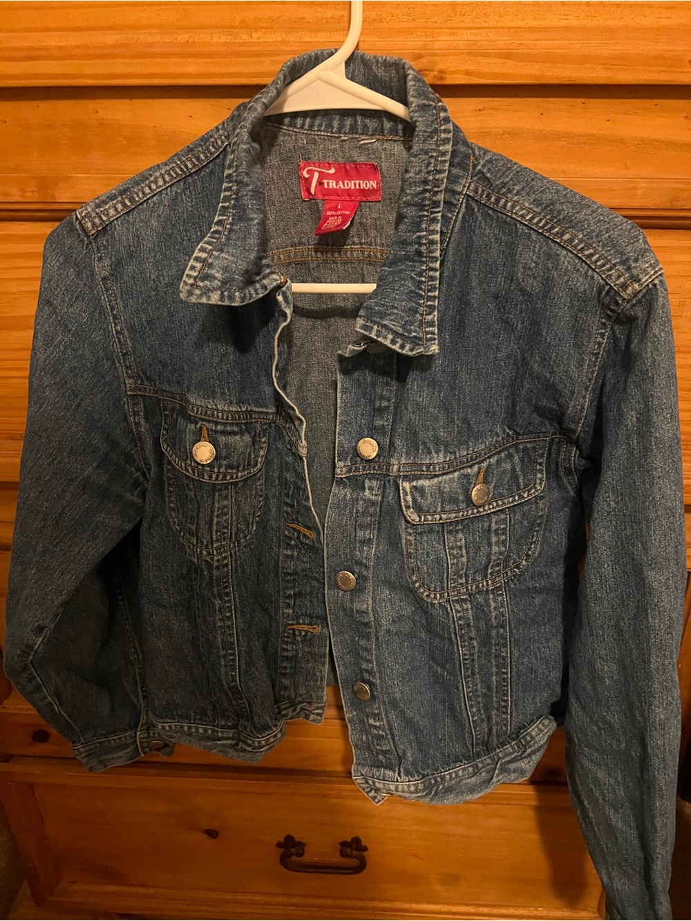 Tradition Girls' Classic Denim Jean Jacket in Medium Blue